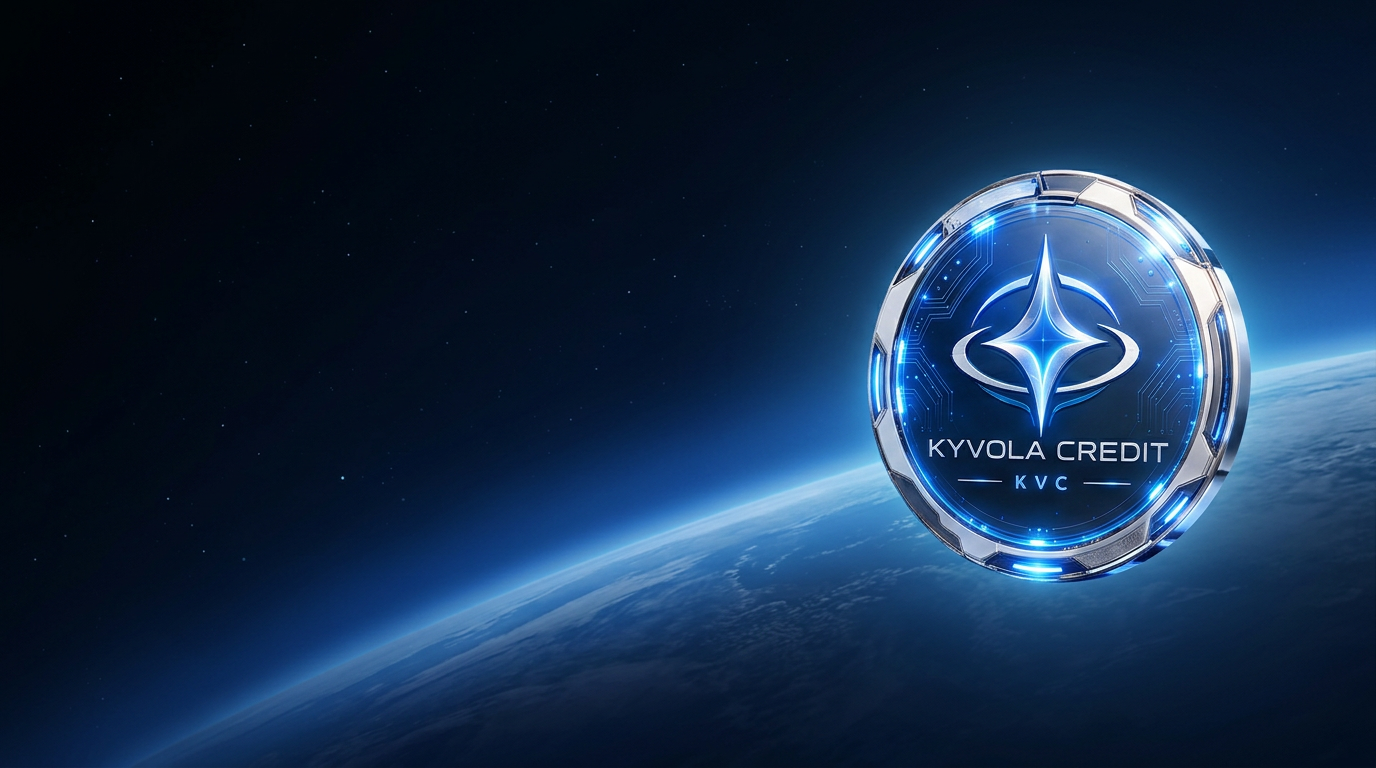 Kyvola Credit coin floating above Earth